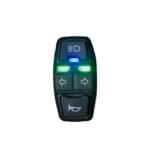 A Lights and Horn Button Module remote control featuring a green light.