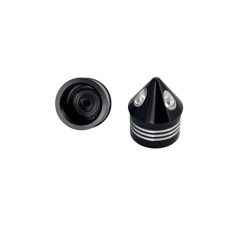 A pair of black plastic knobs.