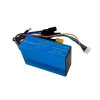 A blue battery pack with wires and a 35A-40A Controller (A).
