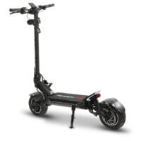A black electric scooter on a white background that resembles the Fighter 11+.