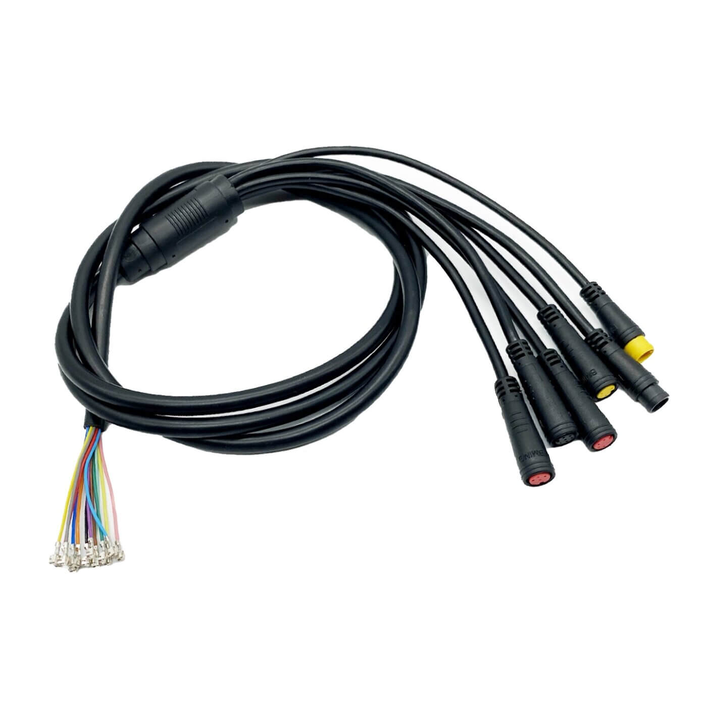 A black Main Transfer Cable with four different colored wires used for main transfer.