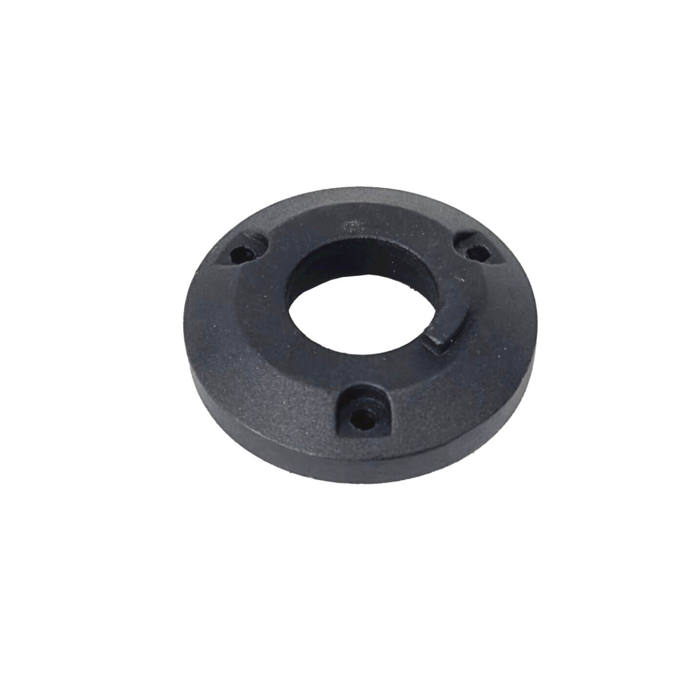 A black plastic ring with auto-draft holes.