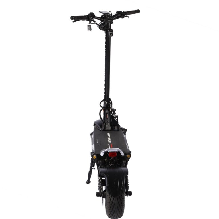 A black electric scooter, Fighter Supreme+ 7260R, on a white background.